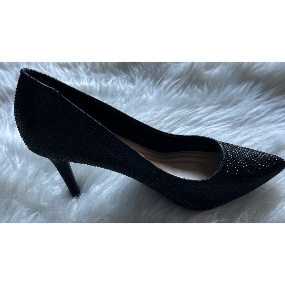 Jessica Simpson Stiletto Pumps 7.5 M Black Rhinestone Holiday Heels Party - Picture 5 of 14